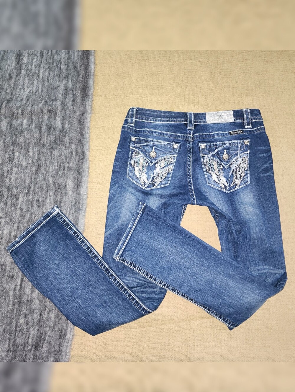 Miss Me Jeans Angel Wing Embellished 29 Women Easy Straight - Picture 5 of 12